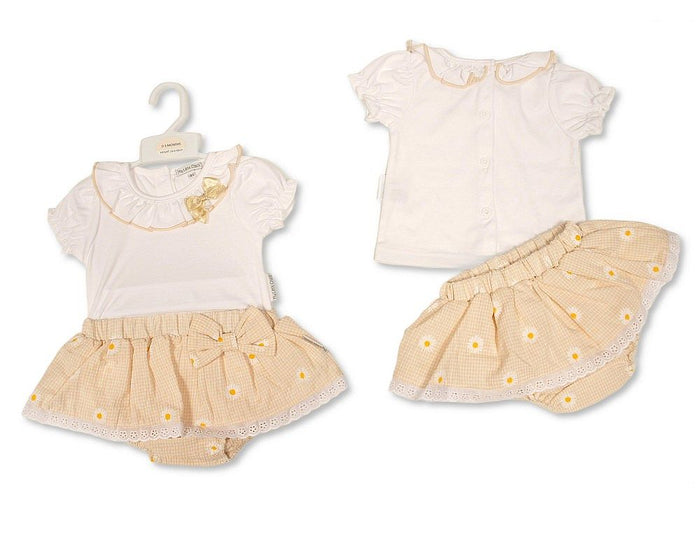 Baby Girls Gingham Skirt Set with Lace and Bow (NB-9m) (PK6) BIS-2120-6439
