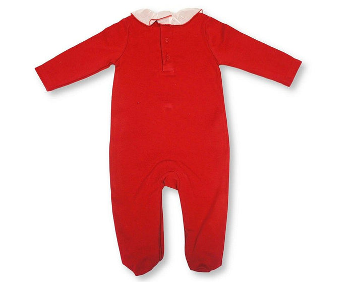 Baby Girls Long Romper with Lace and Bow (NB-6m) (PK6) - BIS-2020-2722