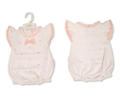 Baby Girls Short Romper with Bow - Hearts (NB-6m) (PK6) - BIS-2120-6396