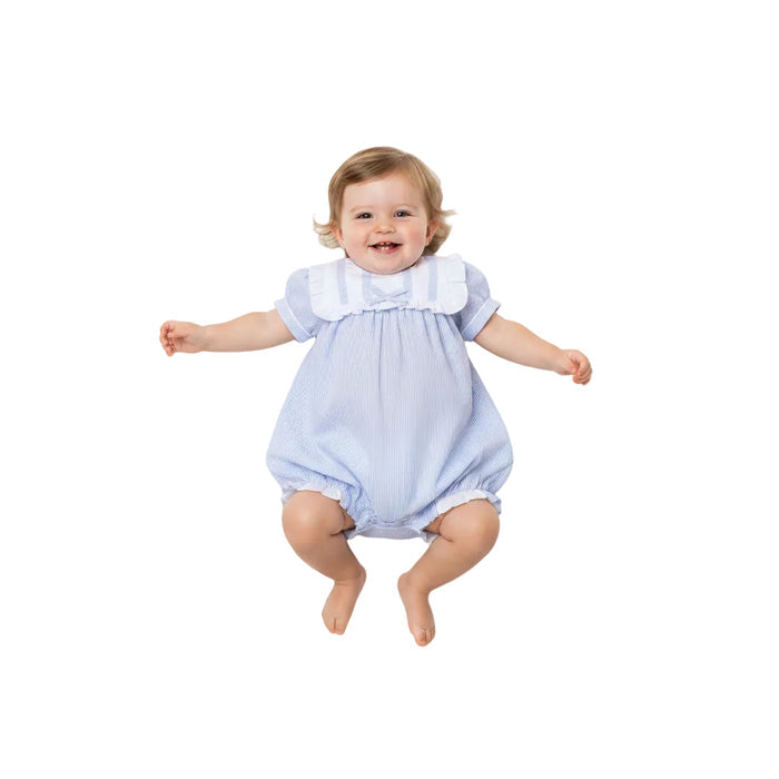 Baby Girls Smocked Romper - Sky/Pink (0-9M) (PK6) H12808