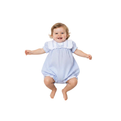 Baby Girls Smocked Romper - Sky/Pink (0-9M) (PK6) H12808
