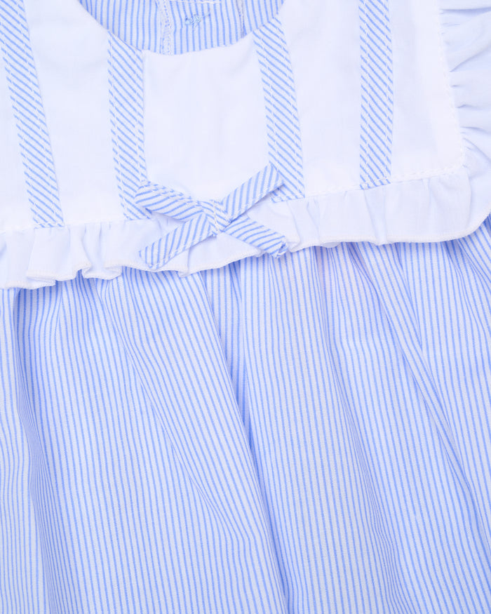Baby Girls Smocked Romper - Sky/Pink (0-9M) (PK6) H12808