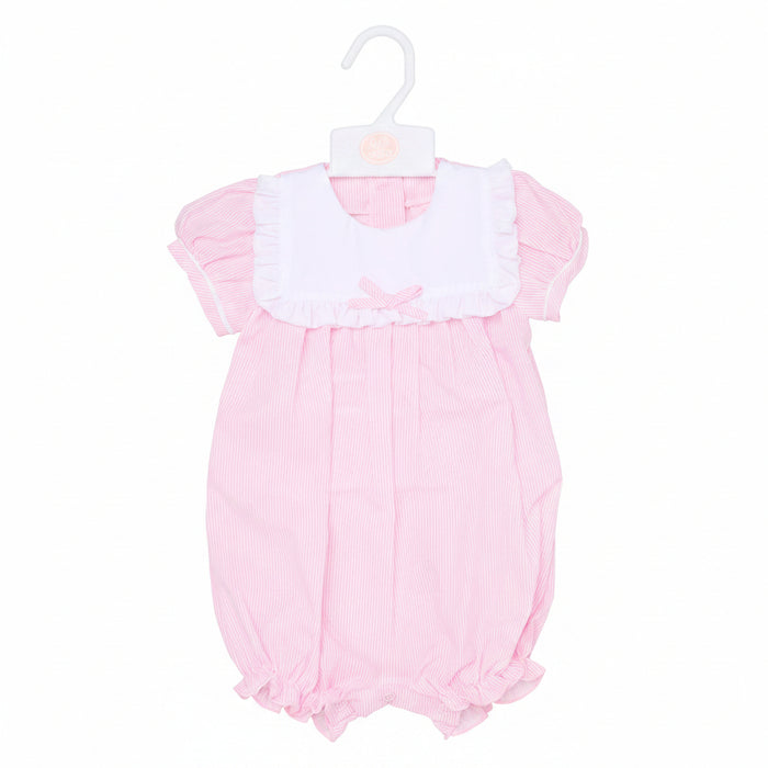 Baby Girls Smocked Romper - Sky/Pink (0-9M) (PK6) H12808