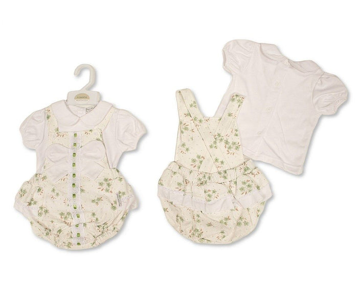 Baby Girls Spanish Romper Set with Floral Print, Lace and Bow (NB-9m) (PK6) - BIS-2120-6418