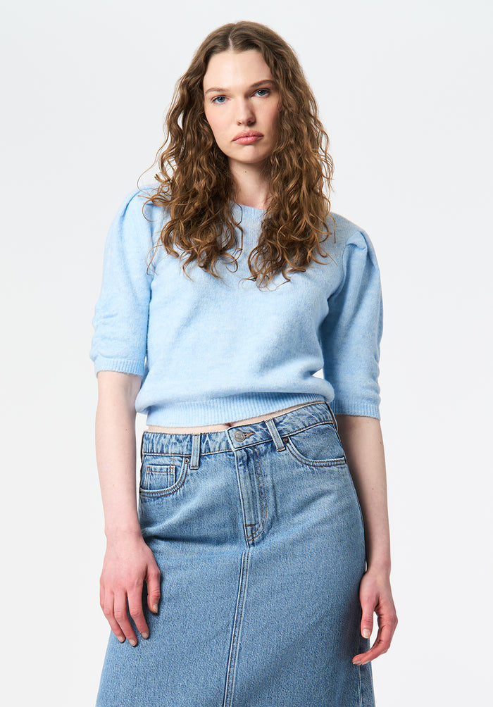 Buffalo Women Sweaters Blue Knit Sweaters Slim Fit Crew Neckline