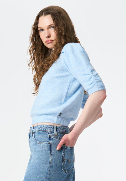 Buffalo Women Sweaters Blue Knit Sweaters Slim Fit Crew Neckline
