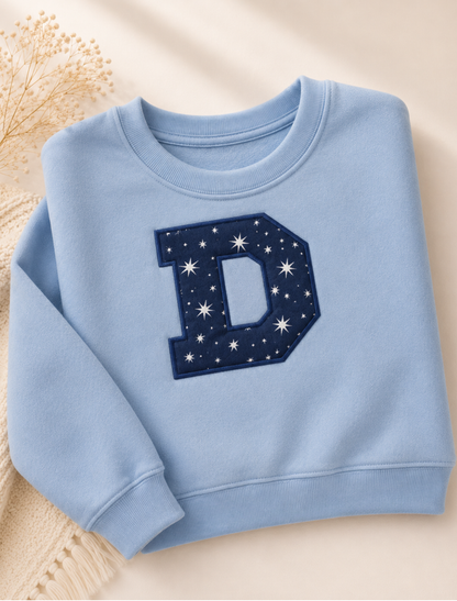 Blue Applique Initial Jumper