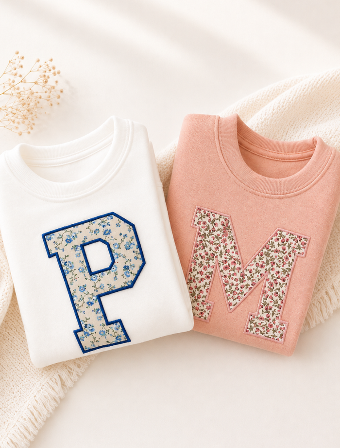 Blue Applique Initial Jumper