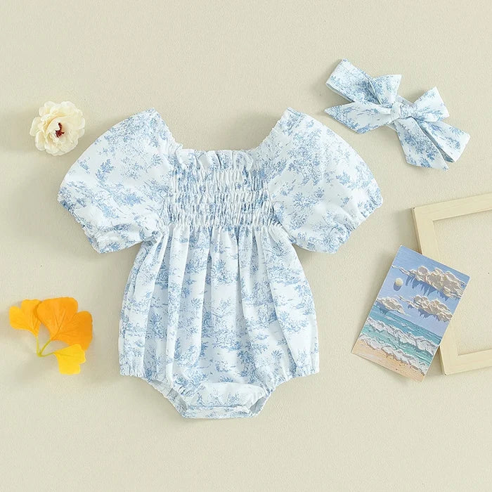 BLUE FIELDS Smocked Romper