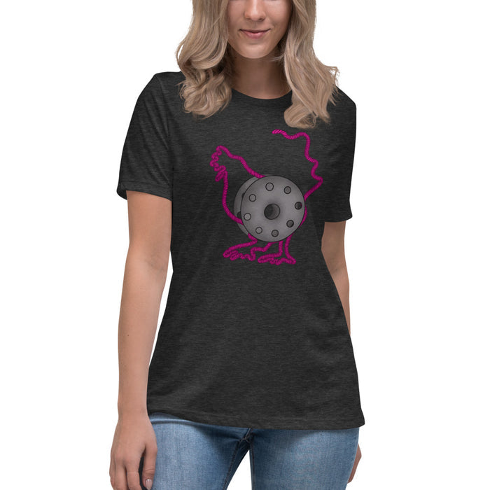 Bobbin Chicken Design on Women's Relaxed T-Shirt