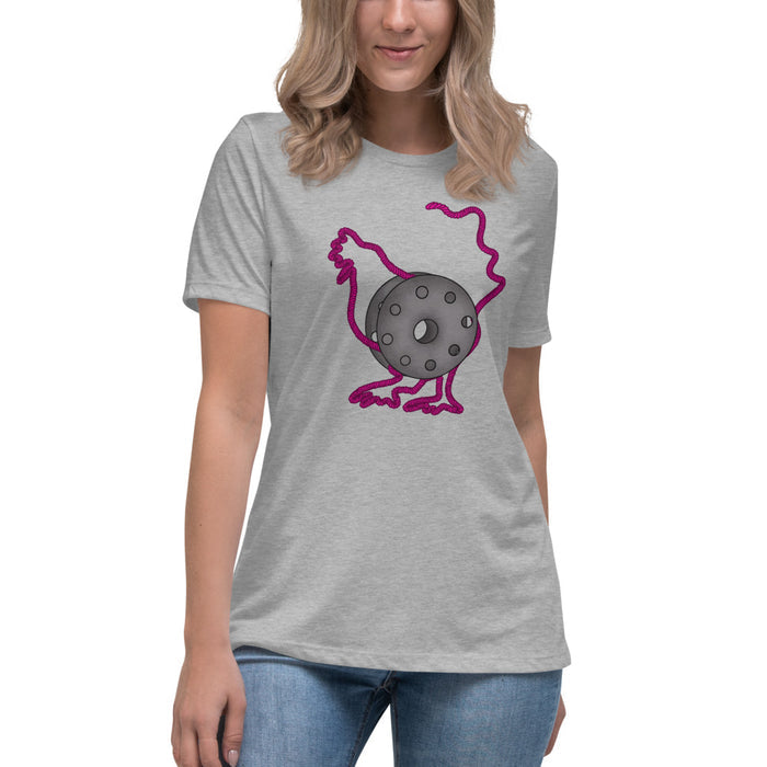 Bobbin Chicken Design on Women's Relaxed T-Shirt