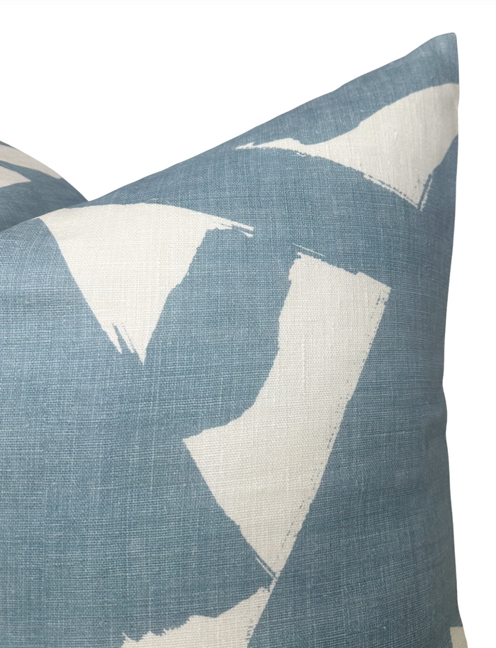 Bold Lines Linen Pillow Cover in Sky
