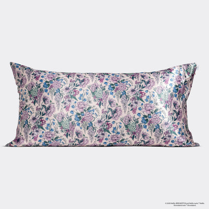 Bridgerton x Kitsch Wisteria Satin Pillowcase — King — flat