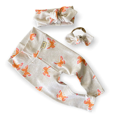 Butterflies on Heather Ivory Leggings and/or Headbands