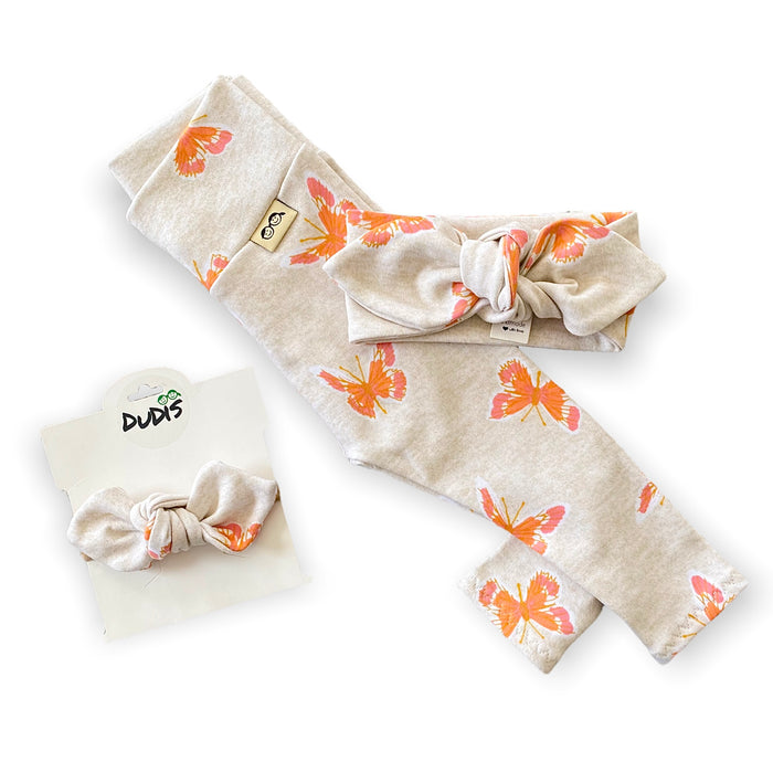 Butterflies on Heather Ivory Leggings and/or Headbands