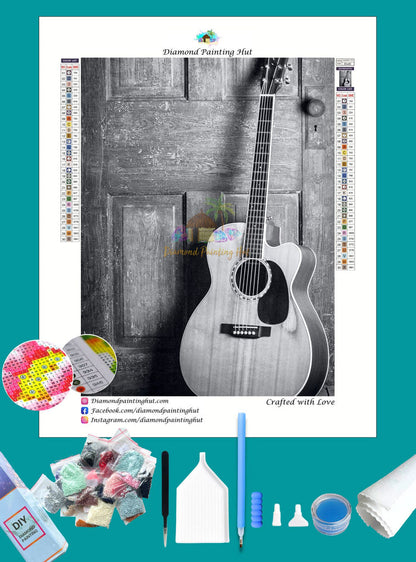 B&W Guitar Diamond Painting