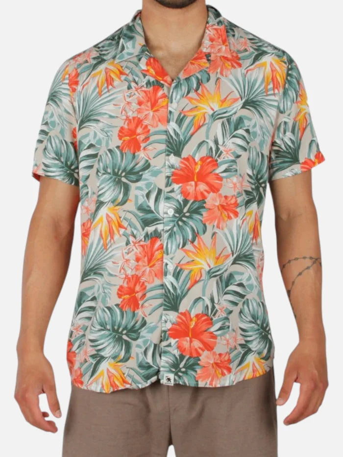 Camisa Gotcha Sunset Naranja Floreado