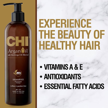 CHI Argan Oil Plus Moringa Oil Shampoo - Sulfate & Paraben Free 340ml
