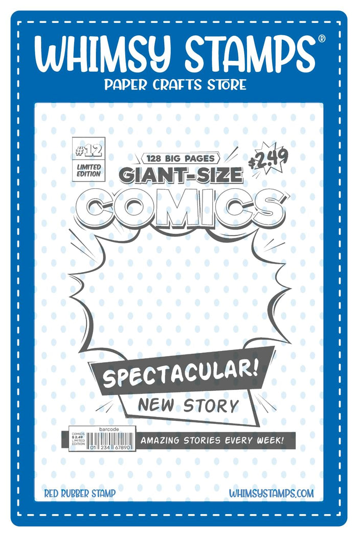Comic Book Page Rubber Cling Stamp - Whimsy Stamps