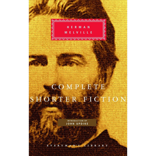 Cover of the book 'Complete Shorter Fiction' by Herman Melville featuring a portrait of the author with a yellow and textured background.