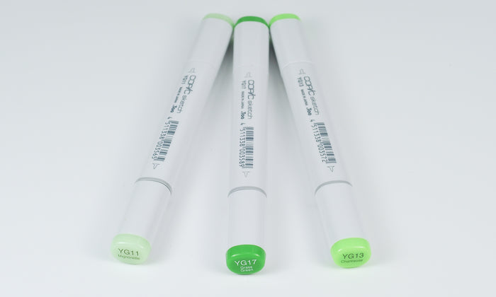 copic sketch markers - YG11, YG13, YG17