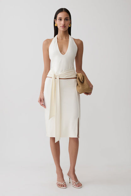 Daine Peached Jersey Halter Top - Ivory