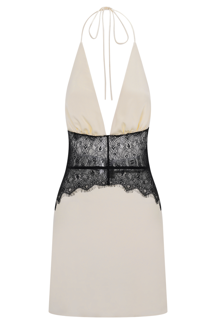 Dinah Lace And Satin Mini Dress - Black/Ivory