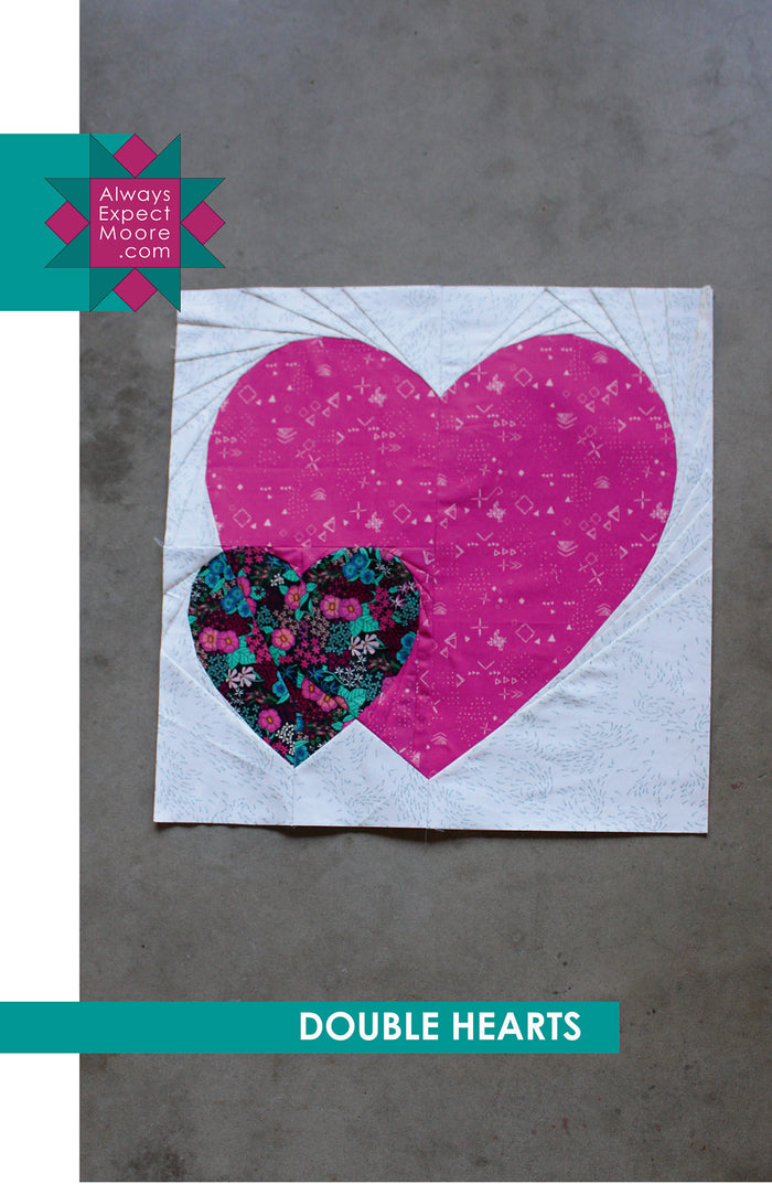 Double Heart - Foundation Pieced Heart (Digital Download)