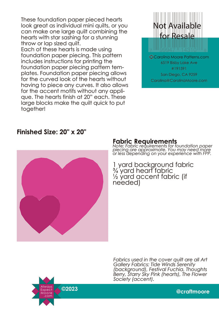 Double Heart - Foundation Pieced Heart (Digital Download)