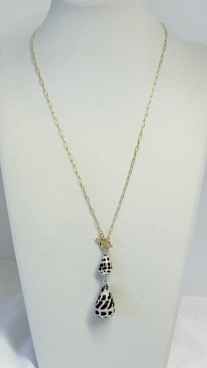 Double Hebrew Shell Toggle necklace