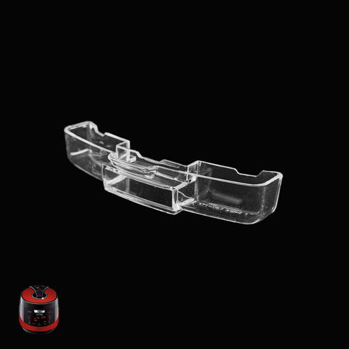 Clear plastic drain dish highlighted in red on a Cuckoo rice cooker to show its installation location. (00371-0057A0)