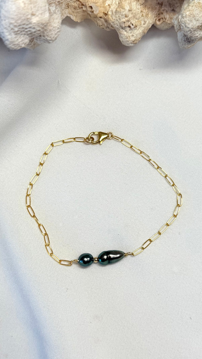 Duo Tahitian Keshi bracelet