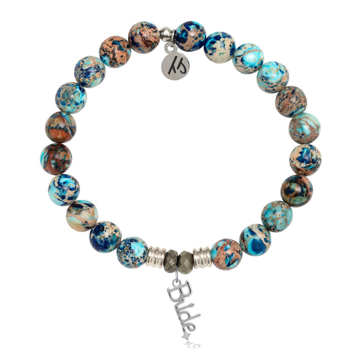 Earth Jasper Stone Bracelet with Bride Sterling Silver Charm