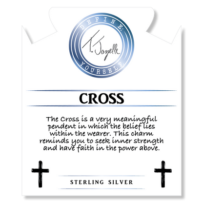 Earth Jasper Stone Bracelet with Cross Sterling Silver Charm