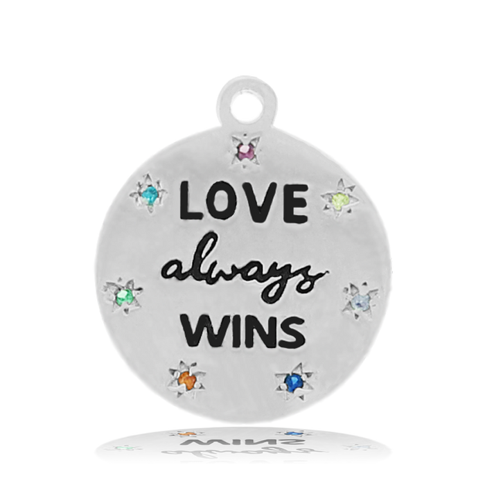 Earth Jasper Stone Bracelet with Love Always Wins Sterling Silver Charm