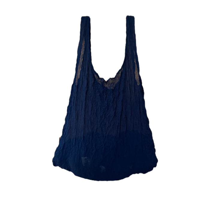 Navy blue reusable bag on a white background
