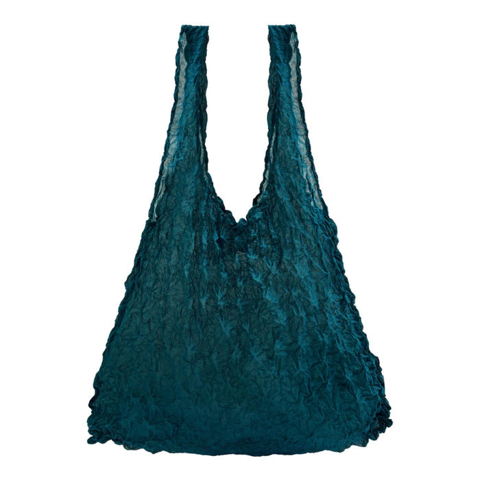 Teal reusable bag on a white background