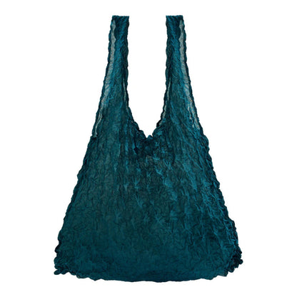 Teal reusable bag on a white background