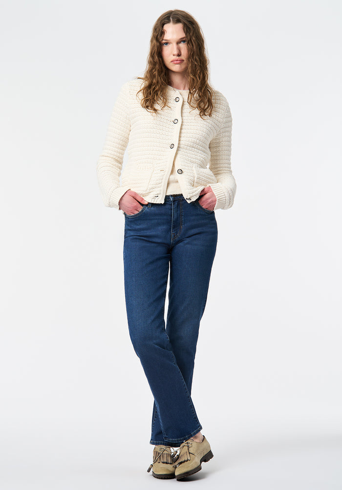 Buffalo Women Sweaters White Knit Sweaters Textured Knit Patch Pockets
