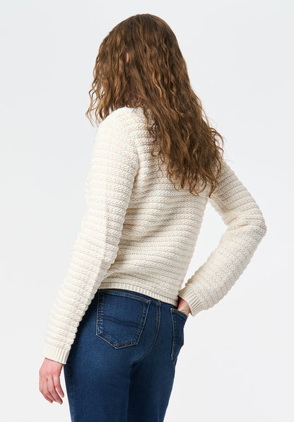 Buffalo Women Sweaters White Knit Sweaters Textured Knit Patch Pockets