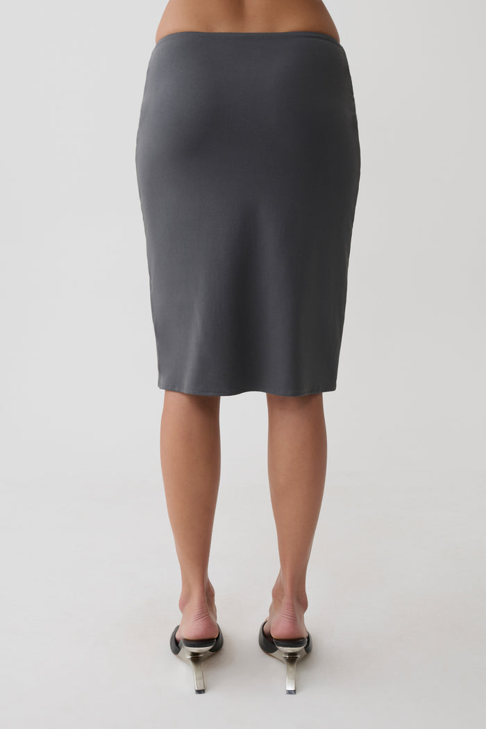 Elio Peached Jersey Midi Skirt - Charcoal