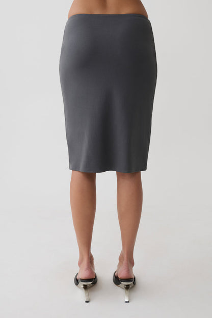 Elio Peached Jersey Midi Skirt - Charcoal