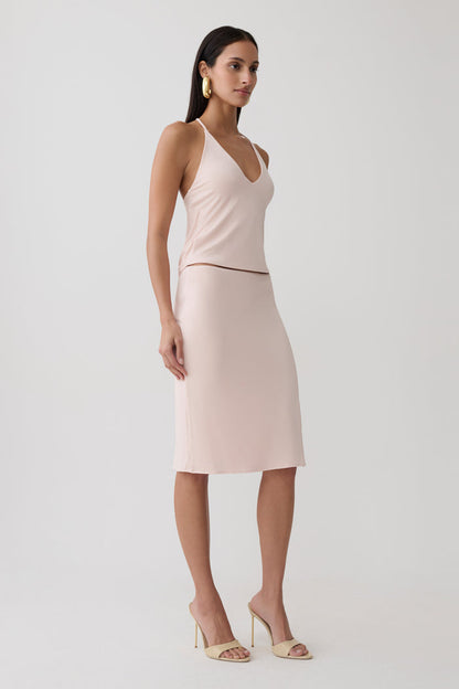 Elio Peached Jersey Midi Skirt - Muted Pink
