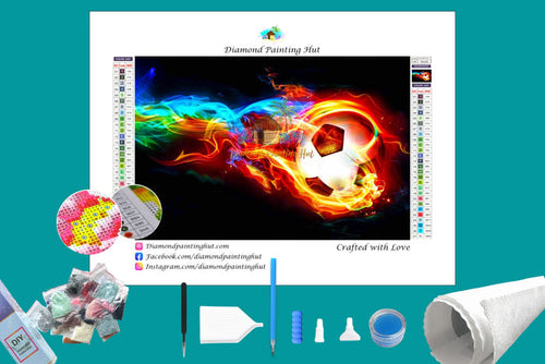 Flaming Soccer Ball Diamond Painting