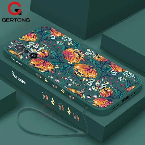A phone case with a colorful floral pattern