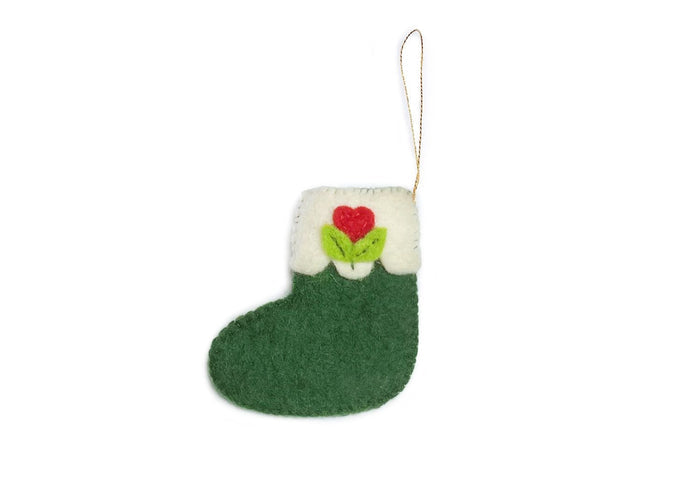 Gamcha - Handmade Christmas Decoration - Green Stocking - Mabel & Fox
