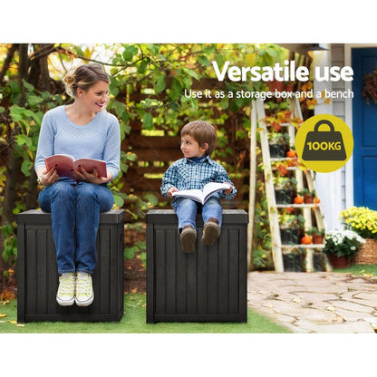 Gardeon Outdoor Storage Box 195L Bench Seat Garden Deck Toy Tool Sheds -Home Living Store - -