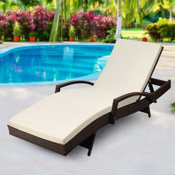Gardeon Outdoor Sun Lounge - Brown -Home Living Store - -