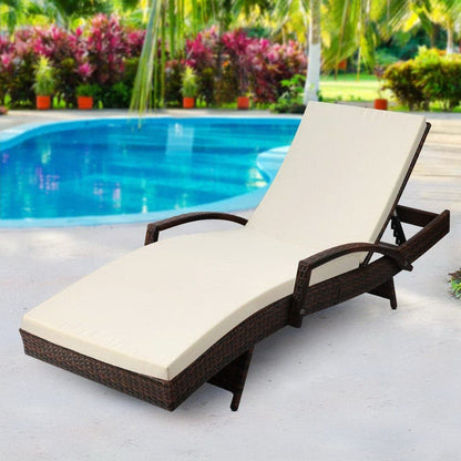 Gardeon Outdoor Sun Lounge - Brown -Home Living Store - -