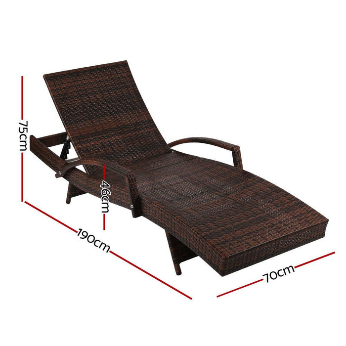 Gardeon Outdoor Sun Lounge - Brown -Home Living Store - -